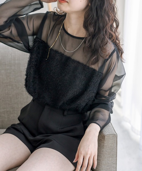 mystic（ミスティック）の「フリンジ切替ブラウス（シャツ/ブラウス・レディース・ブラック/ベージュ/オフホワイト・FREE）」の20枚目の写真