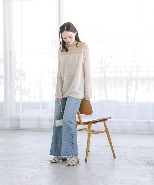 mystic（ミスティック）の「フリンジ切替ブラウス（シャツ/ブラウス・レディース・ブラック/ベージュ/オフホワイト・FREE）」の9枚目の写真