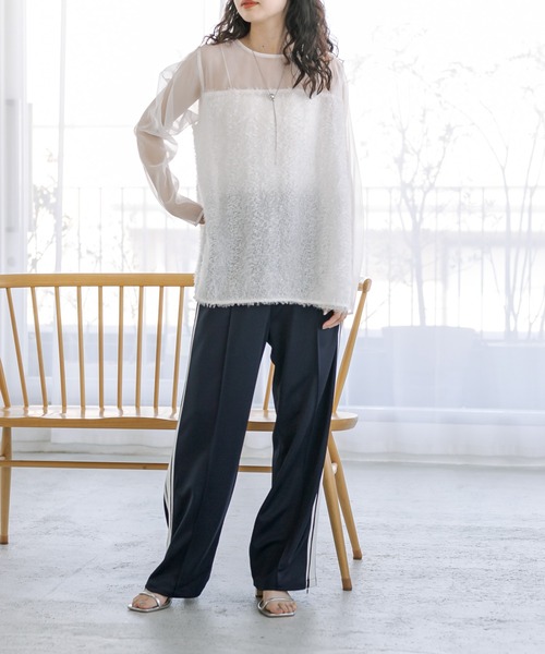 mystic（ミスティック）の「フリンジ切替ブラウス（シャツ/ブラウス・レディース・ブラック/ベージュ/オフホワイト・FREE）」の10枚目の写真