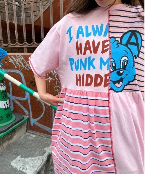 Candy Stripper（キャンディストリッパー）の「SILLY BEAR COMBINED TEE ワンピース（ワンピース・レディース・ピンク/ターコイズブルー/ブラック・2）」の13枚目の写真