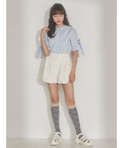 merry jenny（メリージェニー）の「リボンカットアウトブラウス（シャツ/ブラウス・レディース・オフホワイト/ブラック/ブルー・FREE）」の7枚目の写真