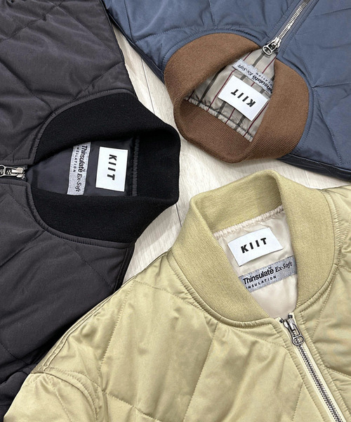 KIIT（キート）の「KIIT キート / QUILTED BOMBER JKT キルティングボンバージャケット / KIP-Y96-500（MA-1・メンズ・ブラック/ライトベージュ/ダークブルー・1/2/3）」の6枚目の写真