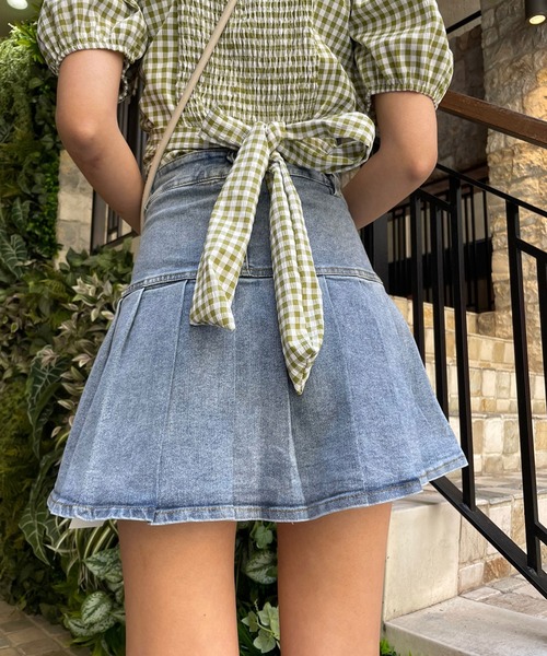 SPIGA（スピーガ）の「ﾌﾛﾝﾄ釦裾ﾌﾟﾘｰﾂﾃﾞﾆﾑﾐﾆｽｶｰﾄ（デニムスカート・レディース・ブルー/ブラック・SMALL/MEDIUM）」の10枚目の写真