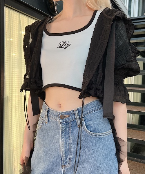 lilLilly（リルリリー）の「パイピングロゴトップス（Tシャツ/カットソー・レディース・ライトブルー/ネイビー/ホワイト/ピンク・FREE）」の3枚目の写真