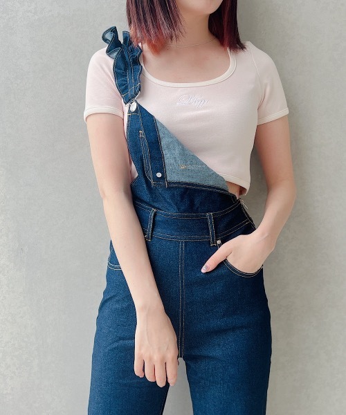 lilLilly（リルリリー）の「パイピングロゴトップス（Tシャツ/カットソー・レディース・ライトブルー/ネイビー/ホワイト/ピンク・FREE）」の10枚目の写真