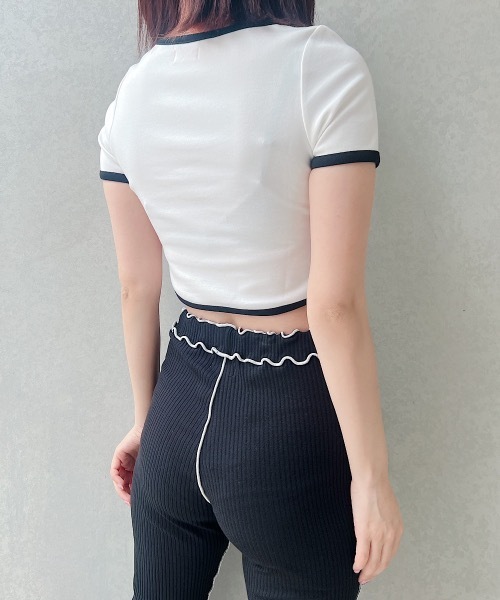 lilLilly（リルリリー）の「パイピングロゴトップス（Tシャツ/カットソー・レディース・ライトブルー/ネイビー/ホワイト/ピンク・FREE）」の11枚目の写真