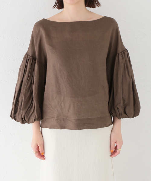 plage プラージュ LINEN Gather ブラウス