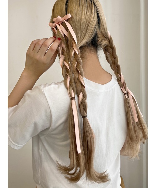 セール】【2点SET】ロングリボンクリップセット（バレッタ/ヘア