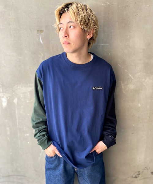 Columbia(コロンビア)の「columbia/コロンビア TYGER GARDEN LONG SLEEVE TEE バックプリントロンT 吸湿速乾 UVケア PM0568(Tシャツ/カットソー・メンズ・ホワイト×ネイビー/カーキ/ネイビー・M/L/XL)」の4枚目の写真