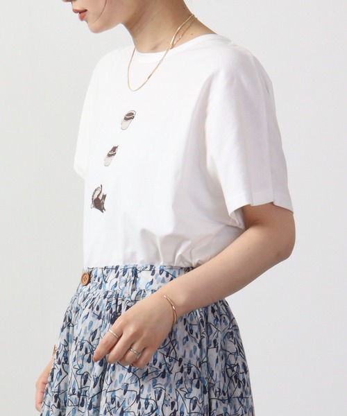 Emago(イマゴ)の「EMAGO 猫カップ刺繍ドルマンT 半袖(Tシャツ/カットソー・レディース・ネイビー/ホワイト/ブラック・FREE)」の11枚目の写真