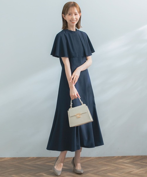 【未使用タグ付】アーバンリサーチロッソ　洗える♪ケープデザインフレアワンピース URBAN RESEARCH ROSSO WOMEN（アーバンリサーチ ロッソ）の