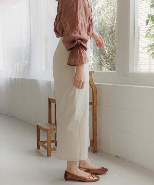 flower（フラワー）の「レディストレートスカート（スカート・レディース・ブラック/アイボリー・FREE）」の6枚目の写真