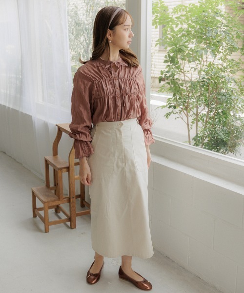 flower（フラワー）の「レディストレートスカート（スカート・レディース・ブラック/アイボリー・FREE）」の8枚目の写真