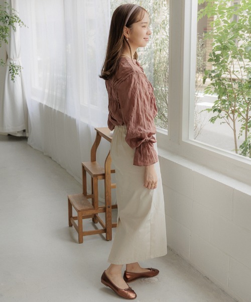 flower（フラワー）の「レディストレートスカート（スカート・レディース・ブラック/アイボリー・FREE）」の9枚目の写真