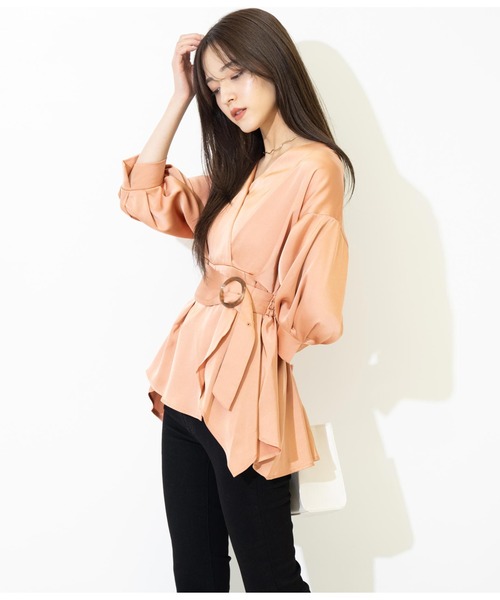 ANAP（アナップ）の「バックル付カシュクールデザイントップス（シャツ/ブラウス・レディース・ブラック/ホワイト/オレンジ・FREE）」の8枚目の写真