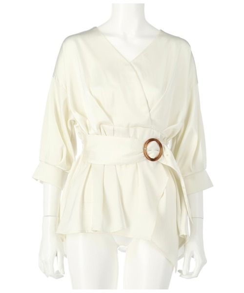 ANAP（アナップ）の「バックル付カシュクールデザイントップス（シャツ/ブラウス・レディース・ブラック/ホワイト/オレンジ・FREE）」の14枚目の写真