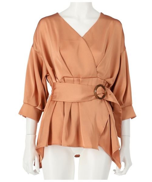 ANAP（アナップ）の「バックル付カシュクールデザイントップス（シャツ/ブラウス・レディース・ブラック/ホワイト/オレンジ・FREE）」の16枚目の写真