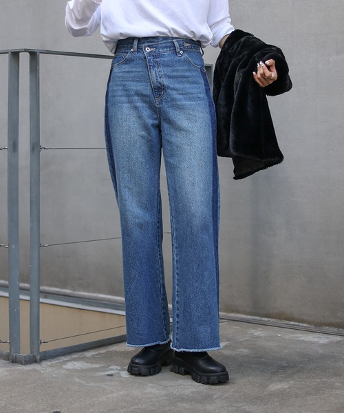 COLONY 2139（コロニートゥーワンスリーナイン）の「ウエストアシメサイドラインデニム（デニムパンツ・レディース・ブルー/ブラック・LARGE/MEDIUM/SMALL）」の12枚目の写真