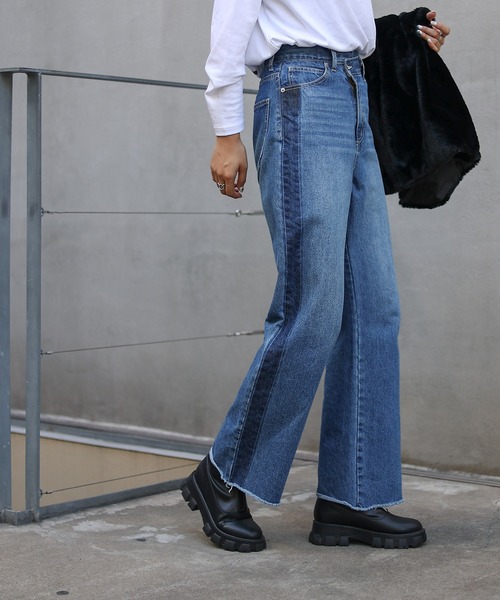 COLONY 2139（コロニートゥーワンスリーナイン）の「ウエストアシメサイドラインデニム（デニムパンツ・レディース・ブルー/ブラック・LARGE/MEDIUM/SMALL）」の13枚目の写真