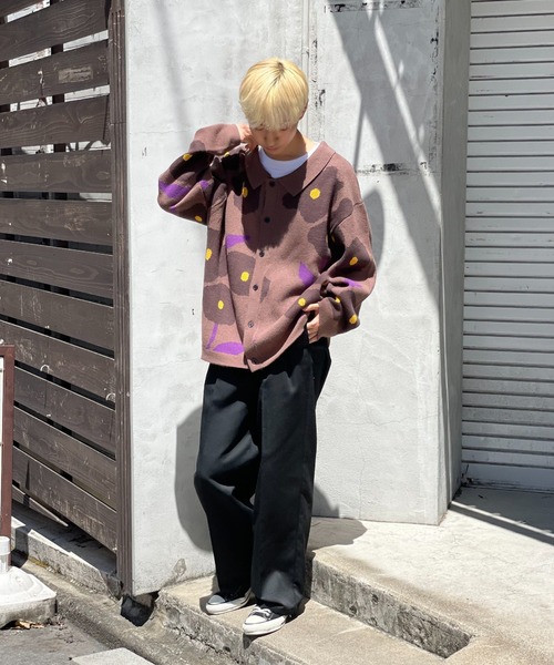 CIAOPANIC（チャオパニック）の「フラワージャガードニットポロカーデ（カーディガン/ボレロ・レディース・ブラック/アイボリー/グレー・MEDIUM/LARGE）」の12枚目の写真