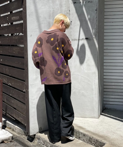 CIAOPANIC（チャオパニック）の「フラワージャガードニットポロカーデ（カーディガン/ボレロ・レディース・ブラック/アイボリー/グレー・MEDIUM/LARGE）」の15枚目の写真