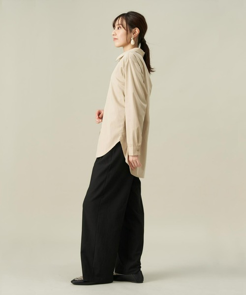 TOKYO SHIRTS（トウキョウシャツ）の「形態安定ノーアイロン  ワイドカラー 長袖オーバーシャツ（シャツ/ブラウス・レディース・ワインレッド/ネイビー/カーキオリーブ/ベージュ・M/L/LL）」の7枚目の写真