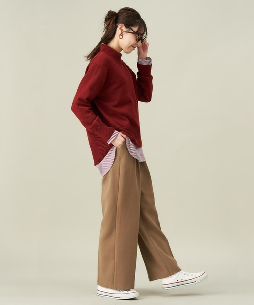 TOKYO SHIRTS（トウキョウシャツ）の「形態安定ノーアイロン  ワイドカラー 長袖オーバーシャツ（シャツ/ブラウス・レディース・ワインレッド/ネイビー/カーキオリーブ/ベージュ・M/L/LL）」の13枚目の写真