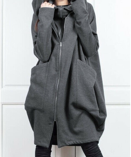 LAUTRE COTE(ロウトレコウト)の「ダブルジップロングパーカー(パーカー・レディース・ブラック/カーキ/グレー・XX-LARGE/X-LARGE/LARGE/MEDIUM)」の13枚目の写真