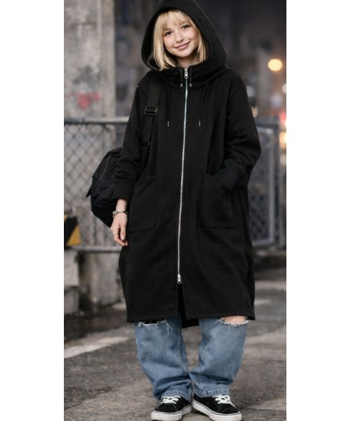 LAUTRE COTE(ロウトレコウト)の「ダブルジップロングパーカー(パーカー・レディース・ブラック/カーキ/グレー・XX-LARGE/X-LARGE/LARGE/MEDIUM)」の11枚目の写真