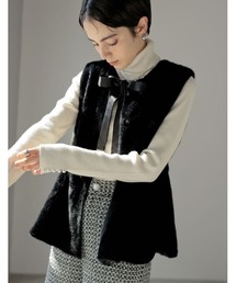 Re:EDIT | [2023A/W COLLECTION][MEISM by Re:EDIT]マルチウェイフェイクファーペプラムベスト(ダウンベスト)