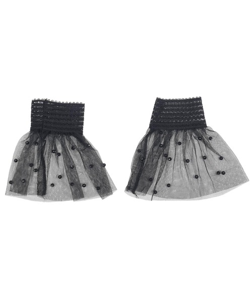 Felt-Maglietta（フェルトマリエッタ）の「パールレースメッシュ付け袖（アームカバー・レディース・ブラック/ホワイト・FREE）」の12枚目の写真