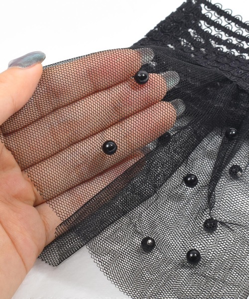 Felt-Maglietta（フェルトマリエッタ）の「パールレースメッシュ付け袖（アームカバー・レディース・ブラック/ホワイト・FREE）」の15枚目の写真