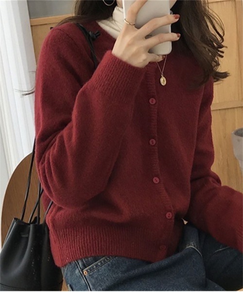 Ritzy（リッツィー）の「ショート丈 ニットカーディガン（カーディガン/ボレロ・レディース・ワイン/マスタード/モカ/グレー/カーキ/ブラック/ベージュ/パープル・FREE）」の8枚目の写真