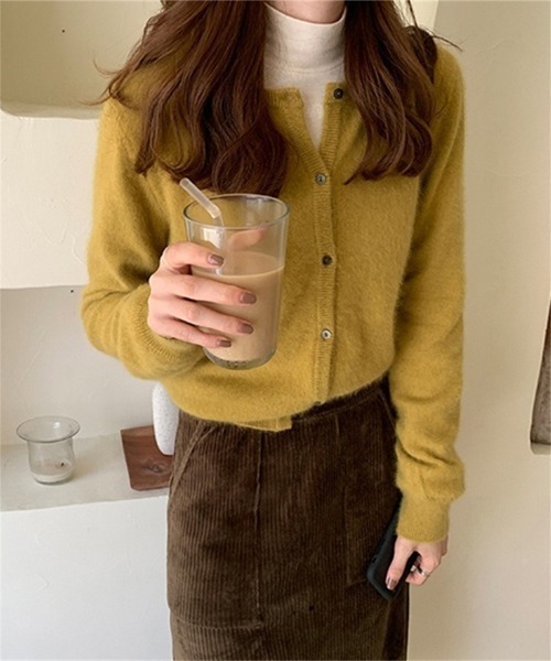 Ritzy（リッツィー）の「ショート丈 ニットカーディガン（カーディガン/ボレロ・レディース・ワイン/マスタード/モカ/グレー/カーキ/ブラック/ベージュ/パープル・FREE）」の13枚目の写真