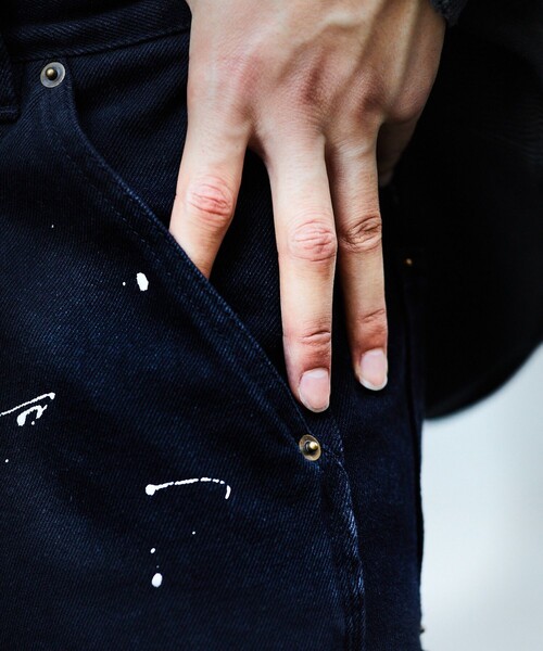 FREAK'S STORE(フリークスストア)の「FREAK’S STORE/フリークスストア ストレートシルエット ワイド ダブルニー ペインターデニム/ビックシルエット/デニムパンツ/ワークパンツ/ペンキ加工(その他パンツ・メンズ・ブラック/ネイビー・MEDIUM/LARGE)」の12枚目の写真