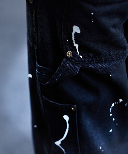 FREAK'S STORE(フリークスストア)の「FREAK’S STORE/フリークスストア ストレートシルエット ワイド ダブルニー ペインターデニム/ビックシルエット/デニムパンツ/ワークパンツ/ペンキ加工(その他パンツ・メンズ・ブラック/ネイビー・MEDIUM/LARGE)」の14枚目の写真