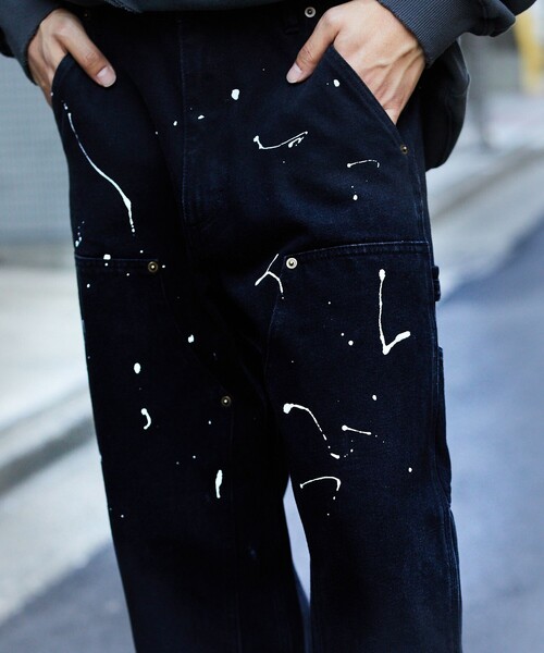 FREAK'S STORE(フリークスストア)の「FREAK’S STORE/フリークスストア ストレートシルエット ワイド ダブルニー ペインターデニム/ビックシルエット/デニムパンツ/ワークパンツ/ペンキ加工(その他パンツ・メンズ・ブラック/ネイビー・MEDIUM/LARGE)」の16枚目の写真