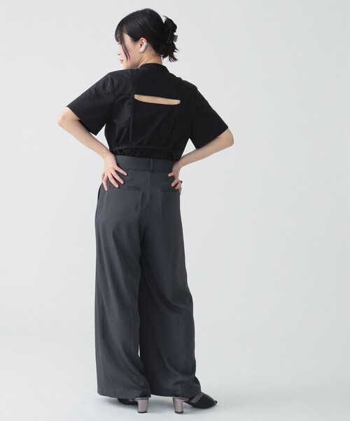 Ray BEAMS(レイビームス)の「RBS / アシンメトリー ベルト ラップパンツ(その他パンツ・レディース・チャコール/ブラウン・1/0)」の4枚目の写真