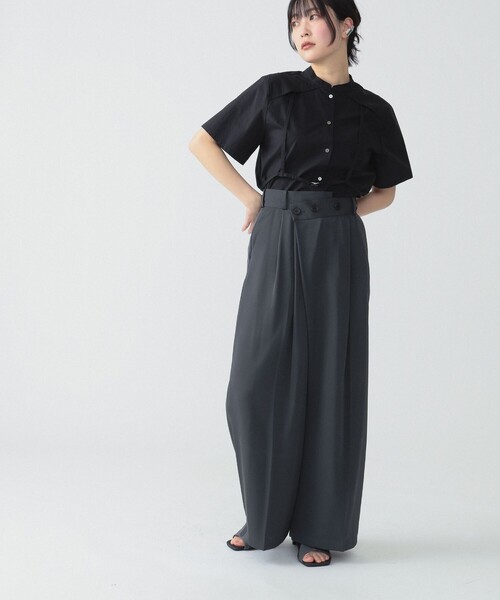 Ray BEAMS(レイビームス)の「RBS / アシンメトリー ベルト ラップパンツ(その他パンツ・レディース・チャコール/ブラウン・1/0)」の5枚目の写真