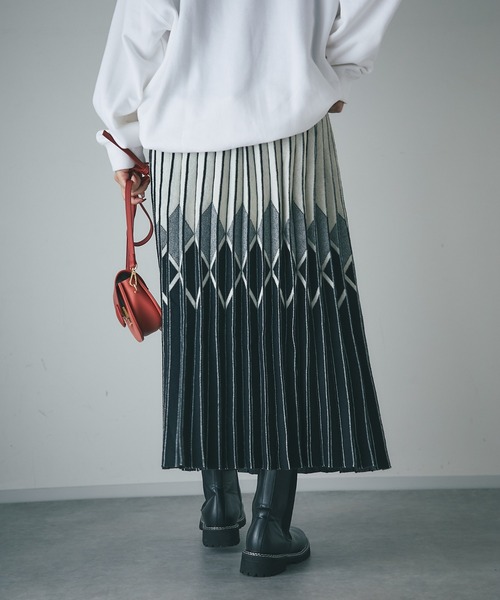 un dix cors（アンディコール）の「柄ニットスカート（スカート・レディース・ブラック/アイボリー・FREE）」の18枚目の写真