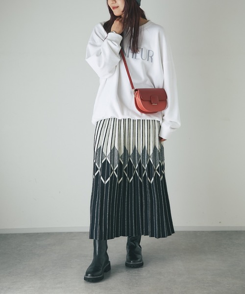 un dix cors（アンディコール）の「柄ニットスカート（スカート・レディース・ブラック/アイボリー・FREE）」の20枚目の写真