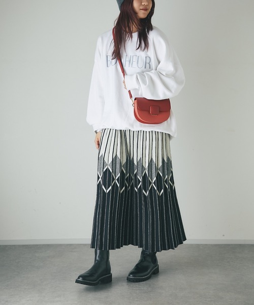 un dix cors（アンディコール）の「柄ニットスカート（スカート・レディース・ブラック/アイボリー・FREE）」の21枚目の写真