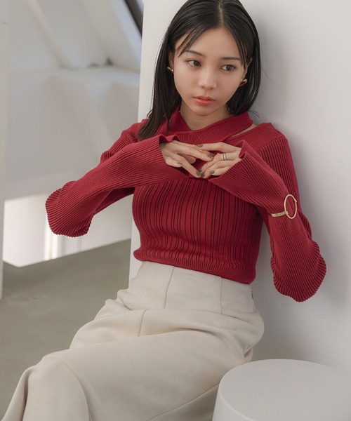 VIS（ビス）の「フェイクレイヤードリブニット（ニット/セーター・レディース・ピンク系その他/ベージュ系その他/ブラック系その他・FREE）」の5枚目の写真