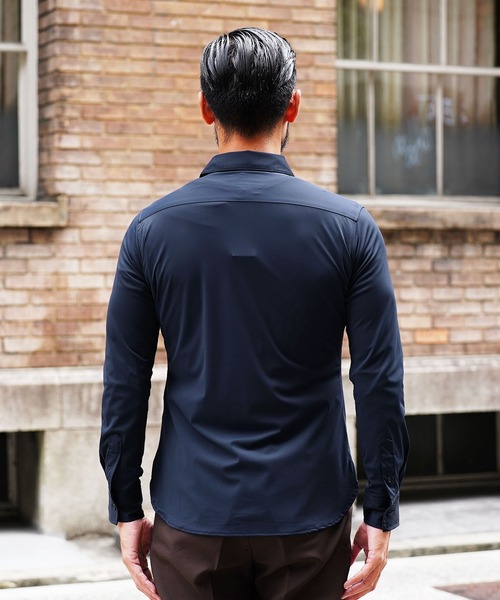 jiggys shop（ジギーズショップ）の「ハイパーストレッチ ホリゾンタルカラー 長袖シャツ（シャツ/ブラウス・メンズ・オリーブ/ネイビー/ブラック/ホワイト・LARGE/X-LARGE/MEDIUM）」の12枚目の写真