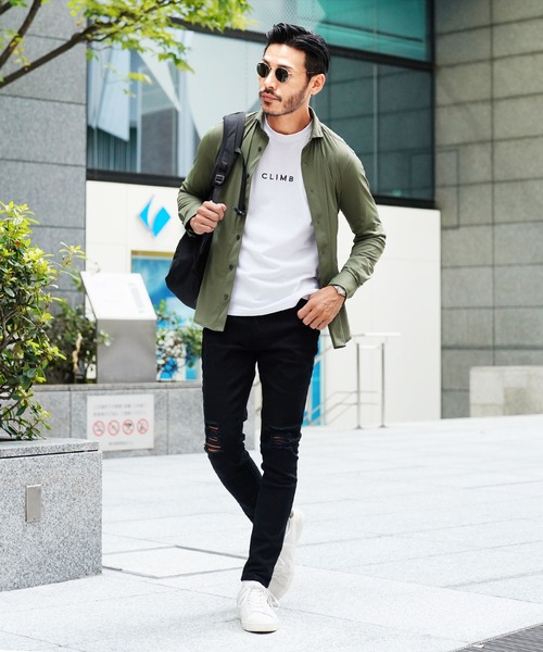 jiggys shop（ジギーズショップ）の「ハイパーストレッチ ホリゾンタルカラー 長袖シャツ（シャツ/ブラウス・メンズ・オリーブ/ネイビー/ブラック/ホワイト・LARGE/X-LARGE/MEDIUM）」の11枚目の写真