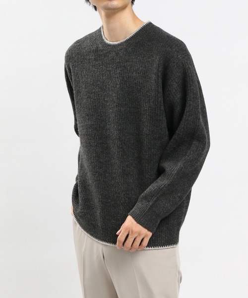 GLOBAL WORK Smile Seed Store（グローバルワーク スマイルシードストア）の「ストレッチブークレプルオーバー/907903（ニット/セーター・メンズ・アイボリー/モカ/チャコール/ライトグレー・MEDIUM/X-LARGE/SMALL/LARGE）」の3枚目の写真