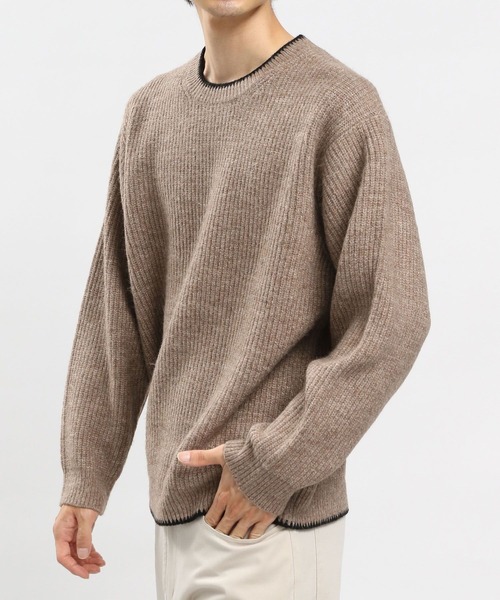 GLOBAL WORK Smile Seed Store（グローバルワーク スマイルシードストア）の「ストレッチブークレプルオーバー/907903（ニット/セーター・メンズ・アイボリー/モカ/チャコール/ライトグレー・MEDIUM/X-LARGE/SMALL/LARGE）」の4枚目の写真