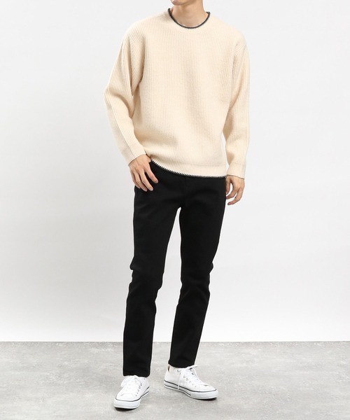 GLOBAL WORK Smile Seed Store（グローバルワーク スマイルシードストア）の「ストレッチブークレプルオーバー/907903（ニット/セーター・メンズ・アイボリー/モカ/チャコール/ライトグレー・MEDIUM/X-LARGE/SMALL/LARGE）」の5枚目の写真