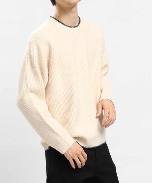 GLOBAL WORK Smile Seed Store（グローバルワーク スマイルシードストア）の「ストレッチブークレプルオーバー/907903（ニット/セーター・メンズ・アイボリー/モカ/チャコール/ライトグレー・MEDIUM/X-LARGE/SMALL/LARGE）」の7枚目の写真