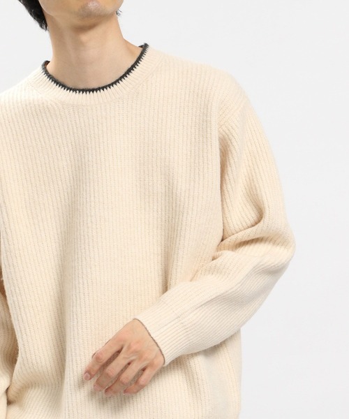 GLOBAL WORK Smile Seed Store（グローバルワーク スマイルシードストア）の「ストレッチブークレプルオーバー/907903（ニット/セーター・メンズ・アイボリー/モカ/チャコール/ライトグレー・MEDIUM/X-LARGE/SMALL/LARGE）」の8枚目の写真